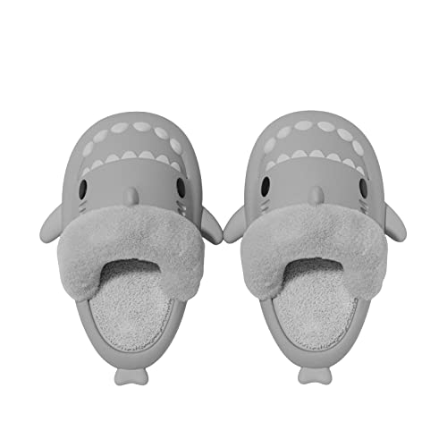 RXLLDOLY Winter 3D Shark Slides, Herausnehmbare Innenseite Weiche Cloudyz Hai Hausschuhe Schlappen für Damen Herren, wasserdichte rutschfest Plüsch Slippers für drinnen draußen Pantoffeln von RXLLDOLY