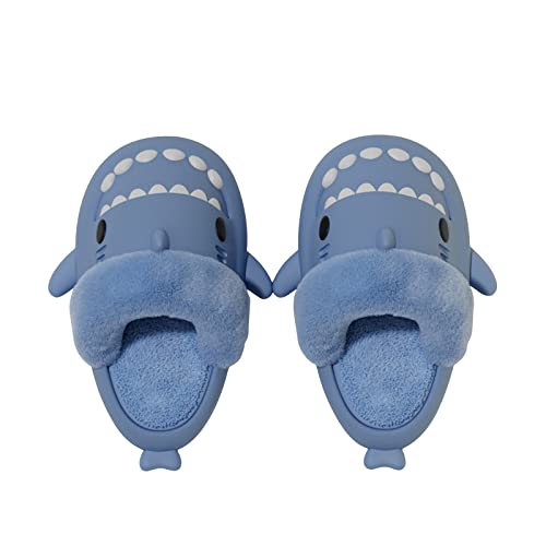 RXLLDOLY Winter 3D Shark Slides, Herausnehmbare Innenseite Weiche Cloudyz Hai Hausschuhe Schlappen für Damen Herren, wasserdichte rutschfest Plüsch Slippers für drinnen draußen Pantoffeln von RXLLDOLY