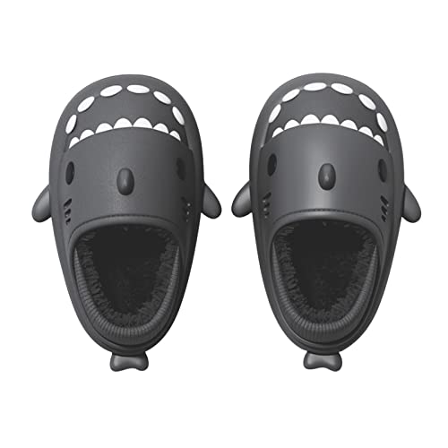 RXLLDOLY Winter 3D Shark Slides, Herausnehmbare Innenseite Weiche Cloudyz Hai Hausschuhe Schlappen für Damen Herren, wasserdichte rutschfest Plüsch Slippers für drinnen draußen Pantoffeln von RXLLDOLY