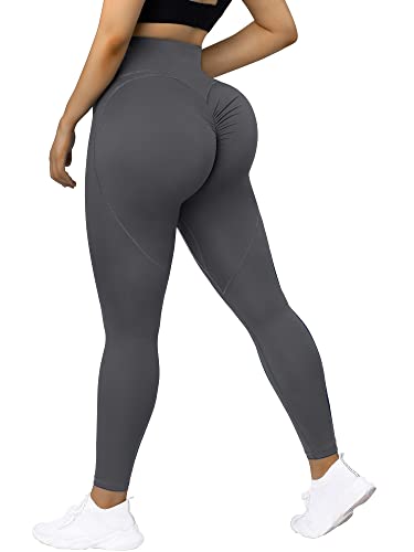 RXRXCOCO Cross Waist Nahtlose Gym Leggings für Damen High Waist Boom Booty Laufhose Push Up Scrunch Butt Figurbetonte Sporthose Leggings Mit Tasche von RXRXCOCO