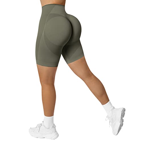 RXRXCOCO Damen Scrunch Butt High Waisted Push Up Kurze Sporthose Nahtlos Booty Gym Sport Shorts Laufhose Radlerhose #2 Armeegrün Size M von RXRXCOCO