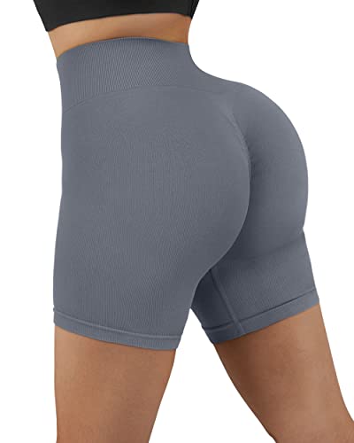 RXRXCOCO Damen Scrunch Butt High Waisted Push Up Kurze Sporthose Nahtlos Booty Gym Sport Shorts Laufhose Radlerhose Blau Size M von RXRXCOCO