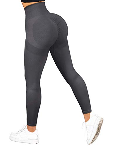 RXRXCOCO High Waist Sport Leggings Damen Lang Blickdicht Push Up Sporthose Scrunch Booty Gym Laufhose #1 Grau（L） von RXRXCOCO