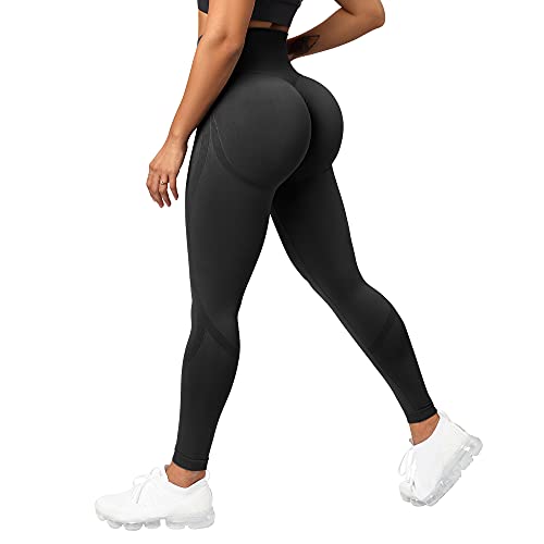 RXRXCOCO High Waist Sport Leggings Damen Lang Blickdicht Push Up Sporthose Scrunch Booty Gym Laufhose #2 Schwarz（M） von RXRXCOCO