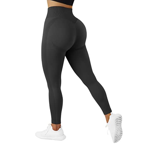 RXRXCOCO High Waist Sport Leggings Damen Lang Blickdicht Push Up Sporthose Scrunch Booty Gym Laufhose #5 Schwarz（M） von RXRXCOCO