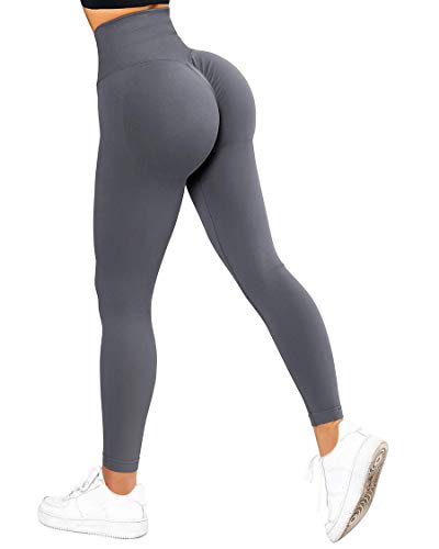 RXRXCOCO High Waist Sport Leggings Damen Lang Blickdicht Push Up Sporthose Scrunch Booty Gym Laufhose Grau（L） von RXRXCOCO