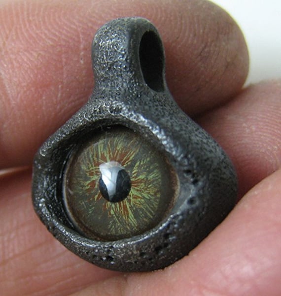 Auge Amulett Evil Eye Anhänger Schwarz Sterling Silber Und Glasauge von RXVrings