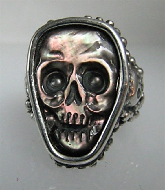 Schwarzer Regen Custom Skull Ring Wicca König Biker Memento Mori R025 von RXVrings