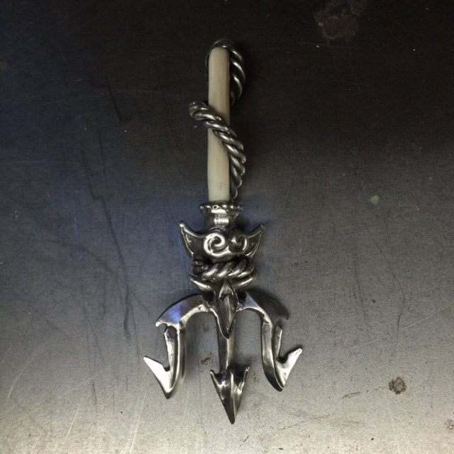 Trident Anhänger Halskette Massives Sterling Silber Und Mammut Seil Feature von RXVrings