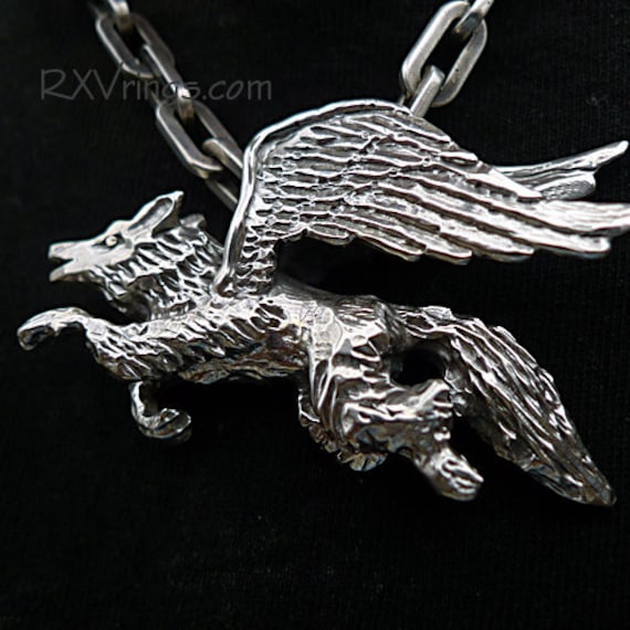 Wolfie Flying Wolf Geflügelte 60 Gramm Sterling Silberanhänger Nur Keine Kette Fliegen Wölfe Wolfie Flying Wolf Geflügelte 60 Gramm Sterling Silberanhänger Nur Keine Kette Fliegen Wölfe von RXVrings