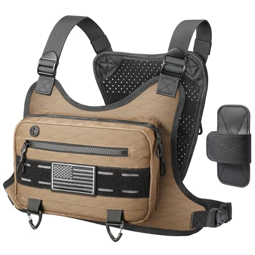 RXW Outdoor Sport Chest Rig für Herren, Laufweste, Tasche mit Packholster, Braun, 10.2"L x 6.3"W x 2"H, Taktisch RXW Outdoor Sport Chest Rig für Herren, Laufweste, Tasche mit Packholster, Braun, 10.2"L x 6.3"W x 2"H, Taktisch von RXW