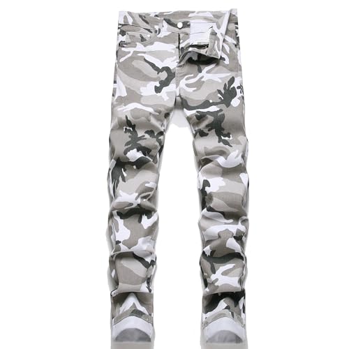 RXXKKK Herren Regular Slim Fit Jeans, 715 Camouflage, 50 von RXXKKK