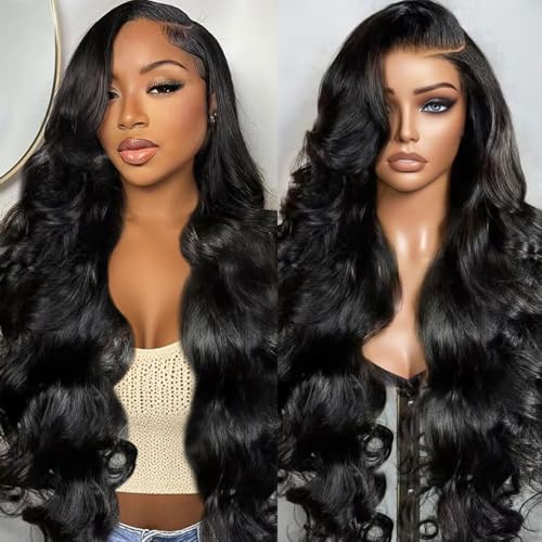 13x4 Body Wave Echthaar Perücke HD Transparent 180% Dichte Lace Front Wig Human Hair Wigs Perücke Damen Echthaar Natural Color for Women 16 Zoll von RXY