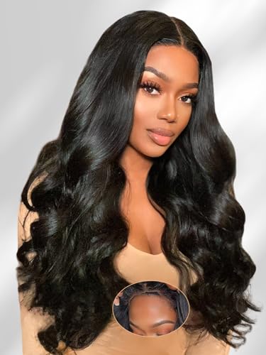 RXY Layered Cut Face-Framing Human Hair Wig 6x6 HD Lace Glueless Wig Human Hair Loose Body 200% Dichte Perücke Echthaar Vorgezupft, Vorgeschnitten Wear and Go Wig for Women 32 Zoll(81cm) von RXY