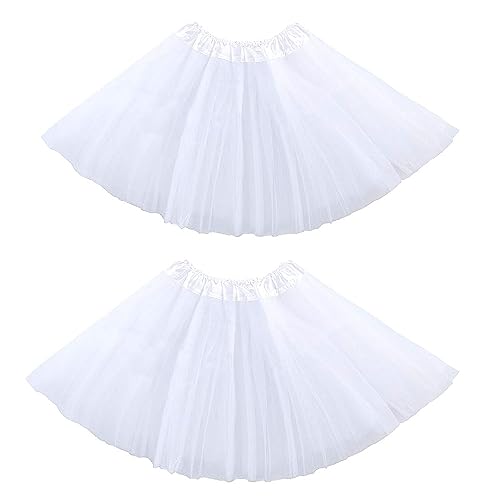 Geschichtet Tutu Tutus Rock Kinder Totem Ballett Rock Poncho Tüll Elastisch 3 Tier Kostüm Fee Prinzessin Tanz Performance Karneval Halloween Silvester Party Kleid 2-8 Jahre alt（Weiß） von RY-EARL
