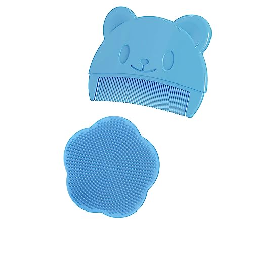 RY-EARL Bürste und Kamm für Milchschorf, Baby Bad Silikonbürste,Sanfter Sensorischer Schrubber Baby Haarkamm mit Weichen Silikonborsten Hilft Bei der Sanften Massage der Kopfhaut,Unverzichtbare(Blau) von RY-EARL