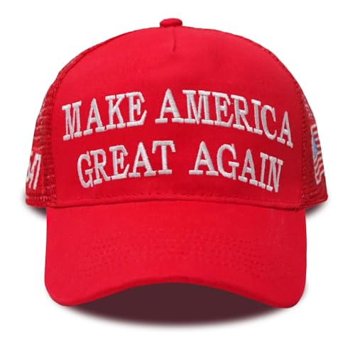 MAGA Hat Trump 2024 Hat 45-47 Make America Great Again Hat Donald Trump Slogan mit USA Flagge Trump Merchandise Stickerei Verstellbare Baseball Cap Rot Rot One Size, Rot, EinheitsgröÃŸe von RYAN MCX