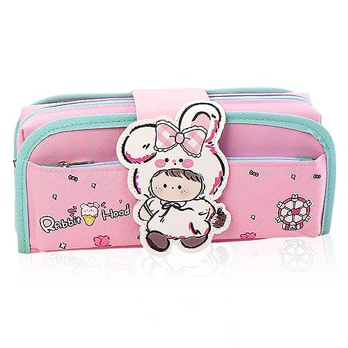 RYAN 1 Stück Federmäppchen Mädchen Federtasche Kawaii Mäppchen Abnehmbar Große Kapazität Bleistiftbox Federmappe für Teenager Studentin Schule (Dunkelrosa) von RYAN