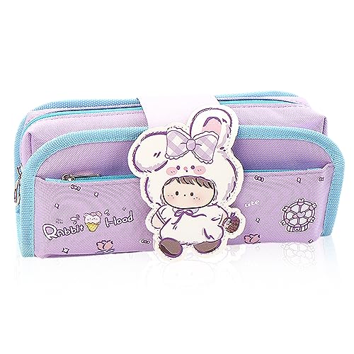 RYAN 1 Stück Federtasche Mädchen Kawaii Mäppchen Federmäppchen Groß Schulsachen Süße Federmappe Abnehmbar Schreibwarenbeutel für Teenager Studentin Schule (Lila) von RYAN