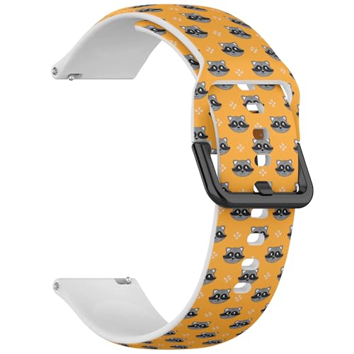 RYANUKA 18 mm weiches Silikon-Sportuhrband mit Schnellverschluss (süße Kinder Waschbär Mädchen), Ersatz-Smartwatch-Armband von RYANUKA