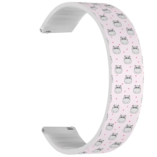 RYANUKA 20 mm Solo Loop weiches Silikon-Sportuhrband mit Schnellverschluss (süßes Kinder-Nilpferd-Mädchen), dehnbares Silikonarmband, Zubehör, Silikon, Kein Edelstein von RYANUKA