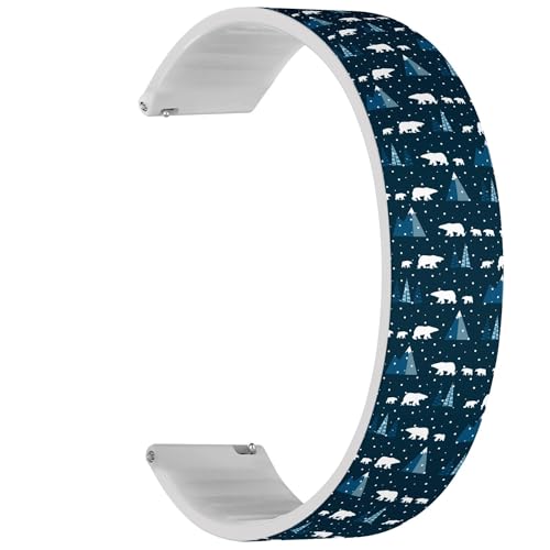 RYANUKA 22 mm Solo Loop weiches Silikon-Sportuhrband mit Schnellverschluss (Eisbär Kinder Winterlandschaft), dehnbares Silikonarmband, Zubehör, Silikon, Kein Edelstein von RYANUKA