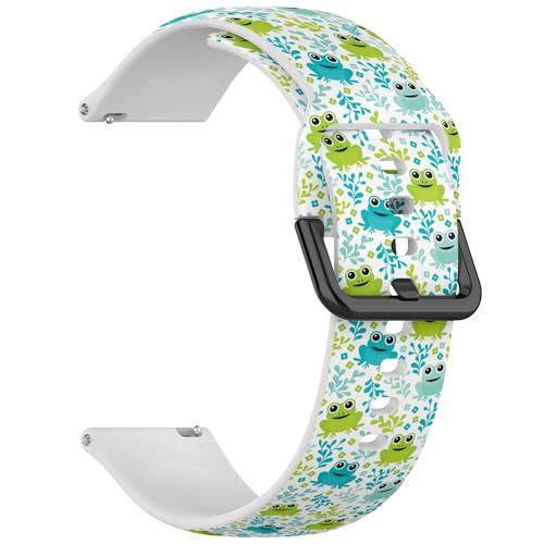 RYANUKA Kompatibel mit Amazfit Bip 3/Bip 3 Pro/Bip U Pro/Bip/Bip Lite/Bip S/Bip S lite/Bip U (Adorable Kids Frog Woodland) 20 mm weiches Silikon-Sportarmband, Silikon, Kein Edelstein von RYANUKA