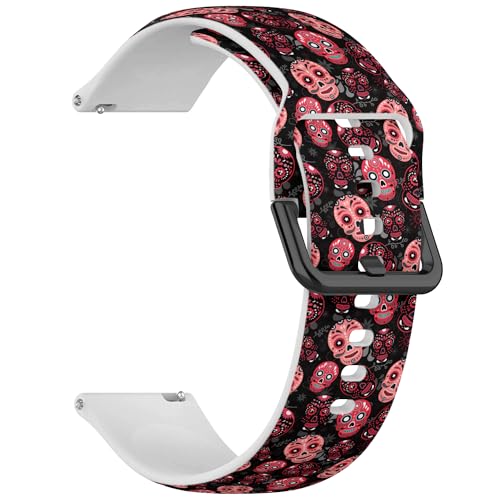 RYANUKA Kompatibel mit Amazfit Bip 3/Bip 3 Pro/Bip U Pro/Bip/Bip Lite/Bip S/Bip S lite/Bip U (Skull Girl Pink) 20 mm weiches Silikon-Sportarmband, Silikon, Kein Edelstein von RYANUKA