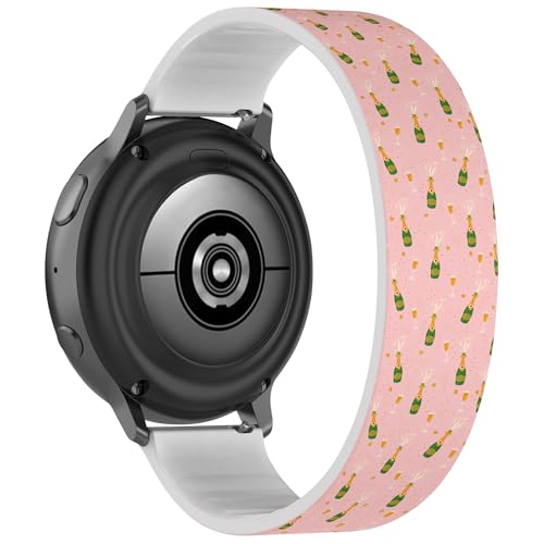 RYANUKA Solo Loop-Armband, kompatibel mit Samsung Galaxy Watch 6 / Classic, Galaxy Watch 5 / Pro, Galaxy Watch 4 Classic (Champagnerflaschen Gläser 3), dehnbares Silikonband, Zubehör, Silikon, Kein von RYANUKA