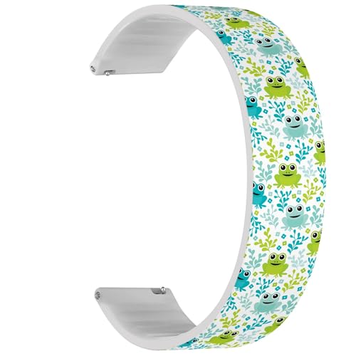 RYANUKA Solo Loop-Armband, kompatibel mit Ticwatch Pro 3 Ultra GPS/Pro 3 GPS/Pro 4G LTE/E2/S2 (Adorable Kids Frog Woodland), Schnellverschluss, 22 mm, dehnbares Silikonband, Zubehör, Silikon, Kein von RYANUKA