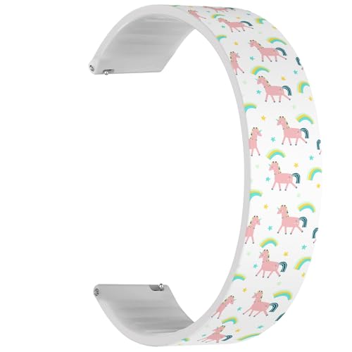 RYANUKA Solo Loop-Armband, kompatibel mit Ticwatch Pro 3 Ultra GPS/Pro 3 GPS/Pro 4G LTE/E2/S2 (Fashion Kids Print Magic Unicorn), Schnellverschluss, 22 mm, dehnbares Silikonband, Zubehör, Silikon, von RYANUKA