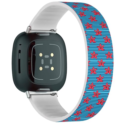 Solo Loop-Armband, kompatibel mit Fitbit Sense 2 / Fitbit Sense / Fitbit Versa 4 / Fitbit Versa 3 (niedliche Kinder Seestern Mädchen), dehnbares Silikonband, Zubehör von RYANUKA