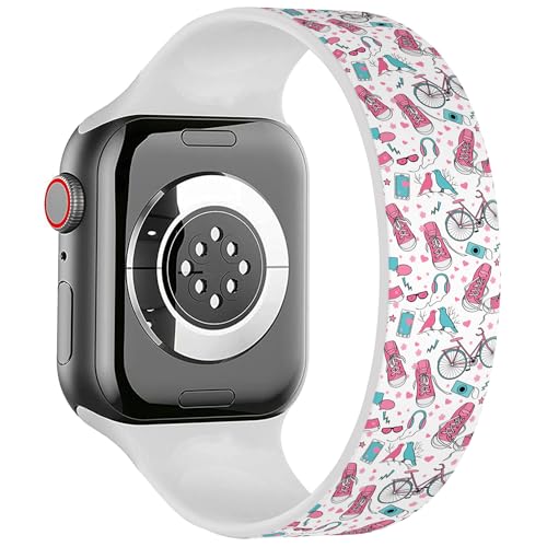 Solo Loop-Armband, kompatibel mit allen Serien der Apple Watch 38/40/41 mm (niedliche Teenager-Mädchen-Sneaker), dehnbares Silikonband, Zubehör, Silikon, Kein Edelstein von RYANUKA