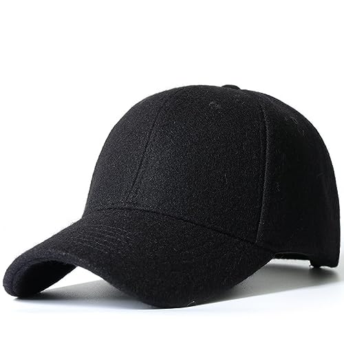 Basecap Herren Mann Big Bone Große Hut Kappe Männlich Herbst Und Winter Warme Filz Snapback Hut Männer Große Größen Baseball Caps, Schwarz, 60-64 cm von RYDLE