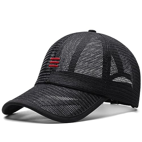 Basecap Herren Sommer Full Mesh Big Size Baseball Cap Erwachsene Oversize Sport Sonnenhut Männer Frauen Große Trucker Caps 56-60Cm 60-65Cm,Schwarz,60-65Cm von RYDLE