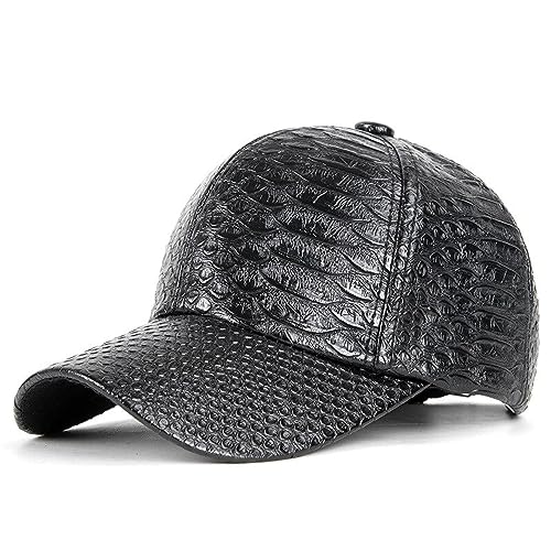 RYDLE Basecap Herren Krokodilleder-Mütze, Baseballmütze, Snapback-Mütze, Lässige Sport-Gorras, Verstellbare Dad-Bone-Hüte, Schwarz, 56–60 cm von RYDLE