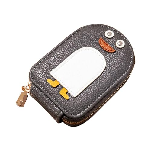 RYGRZJ Tragbare Cartoon-Pinguin-Akkordeon-Karten-Brieftasche, Kartenetui, Mini-Tasche, Kredittasche, dünn, G8K3-Karte, Leder, Brieftasche, Kartenhalter, grau, Free Size von RYGRZJ