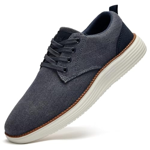 RYIKA Herren Freizeit-Sneaker Oxford – Herren-Sneaker aus Segeltuch, leicht, bequem, Schnürschuh, Business, Büro, Wanderschuhe, Blau, 47 EU von RYIKA