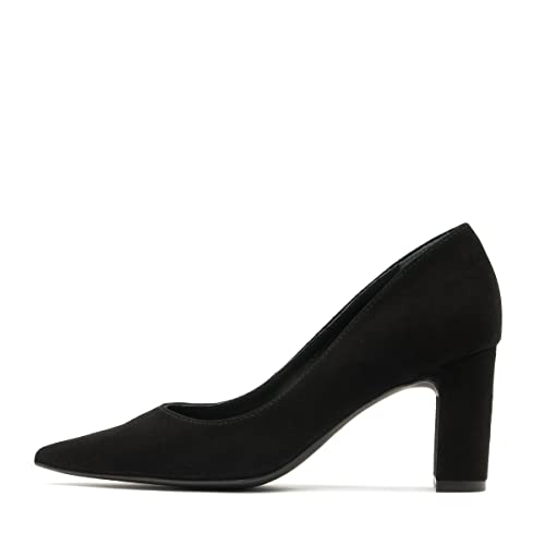 RYŁKO - Damen Pumps I Stiletto Absatz I Wildleder I Lederfutter I Konturierte Innensohle I Sorgfältig Verarbeitet I Elegant und Bequem I Langlebig I 7YNC1- Schwarz (Veloursleder), Größe 36,5 von RYŁKO