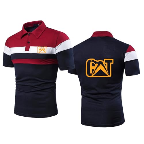 Po.lo Shirts Männer Ca.ter-pillar, Freizeit Sport Schnelltrocknend T-Shirts, Sommer Po.loshirts Mit Logo-Print, Arbeits(Blue,XXL) von RYNDEX