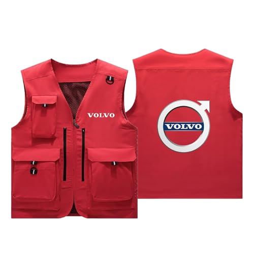 Anglerweste Herren Vo-lv.o, Outdoor Ärmellos Weste, Weste zum Angeln Jagd Wandern Camping, Anglerweste(Red,XL) von RYNDEX