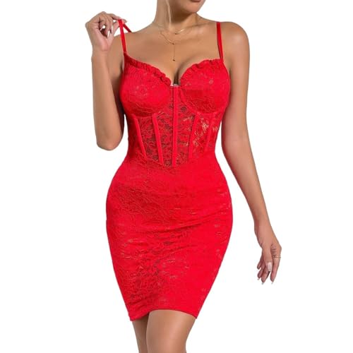 RYNDEX Bodycon Kleid Shapewear für Damen, Bauchweg Formend Unterkleid Leicht, Kontrolle Unterwäsche Kleid für Party Hochzeit Täglich Tragen, Miederkleider(Red,L) von RYNDEX