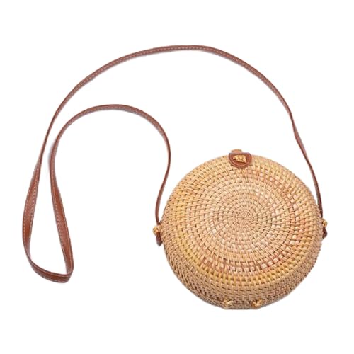 Damen-Umhängetasche aus Stroh, handgefertigte Strand-Umhängetaschen for Damen, runde Tragetaschen in mehreren Stilen, handgewebtes Rattan von RYRYR