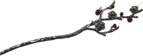 Haarnadel, chinesischer Haarschmuck, Haarstäbchen for Damen, 1 Haarstab in Zweigform mit Perlen und Blumenmuster, dekorative Haarstäbchen, modische Haarnadeln im chinesischen Stil for Damenknoten(Blac von RYRYR