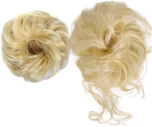 Künstlicher Haarknoten, Haare in einem Knoten oder einer Spirale getragen, synthetischer Chignon, 2 Stück, unordentlicher Haarknoten, Haarteil for Frauen mit elastischen Haarbändern, Hochsteckfrisur, von RYRYR