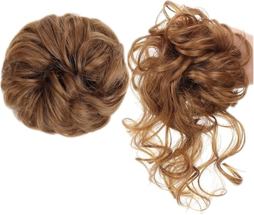 Künstlicher Haarknoten, Haare in einem Knoten oder einer Spirale getragen, synthetischer Chignon, 2 Stück, unordentlicher Haarknoten, Haarteil for Frauen mit elastischen Haarbändern, Hochsteckfrisur, von RYRYR