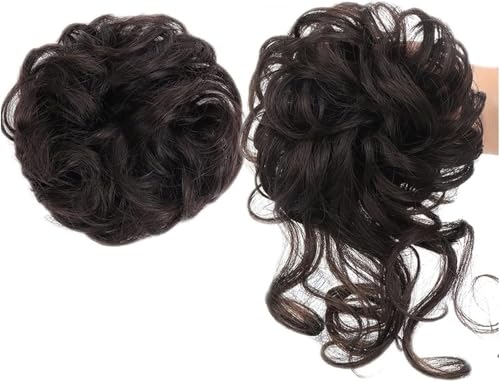Künstlicher Haarknoten, Haare in einem Knoten oder einer Spirale getragen, synthetischer Chignon, 2 Stück, unordentlicher Haarknoten, Haarteil for Frauen mit elastischen Haarbändern, Hochsteckfrisur, von RYRYR