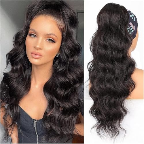 Künstlicher Haarknoten, Haarteil, Pferdeschwanz, synthetischer langer Körper, gewellter Kordelzug-Pferdeschwanz for Frauen, 1 Stück, 66 cm, flauschige Wellen-Haarverlängerung mit Kordelzug, natürliche Künstlicher Haarknoten, Haarteil, Pferdeschwanz, synthetischer langer Körper, gewellter Kordelzug-Pferdeschwanz for Frauen, 1 Stück, 66 cm, flauschige Wellen-Haarverlängerung mit Kordelzug, natürliche von RYRYR