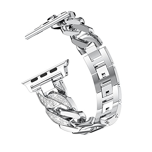 Bling Armband für iWatch 42 mm mit Diamant Silber, Glitzer Uhrenarmband Schlankes Edelstahlarmband Mädchen Kompatibel mit Apple Watch 42mm 44mm 45mm 46mm Ultra 1/2 49mm Serie SE/1/2/3/4/5/6/7/8/9/10 Bling Armband für iWatch 42 mm mit Diamant Silber, Glitzer Uhrenarmband Schlankes Edelstahlarmband Mädchen Kompatibel mit Apple Watch 42mm 44mm 45mm 46mm Ultra 1/2 49mm Serie SE/1/2/3/4/5/6/7/8/9/10 von RYSTJPHK