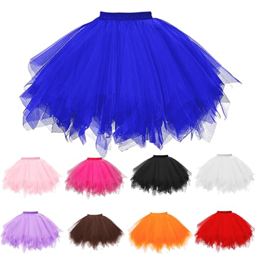 Blue hellblau blau Blauer Navy tüllrock Damen Fasching Karneval tüll Dame Tanzrock mädchen 70er tul Rock tütü tanzkleid Ballerina Ballett Tutu Tull 50er mini tullrock Frauen Ballettrock von RYTEJFES
